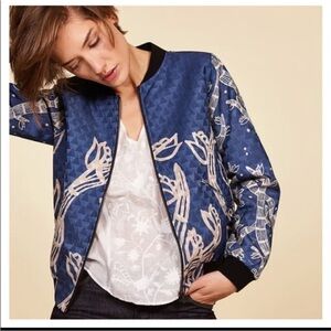 Cotelac Blue Floral Women's Bomber Jacket